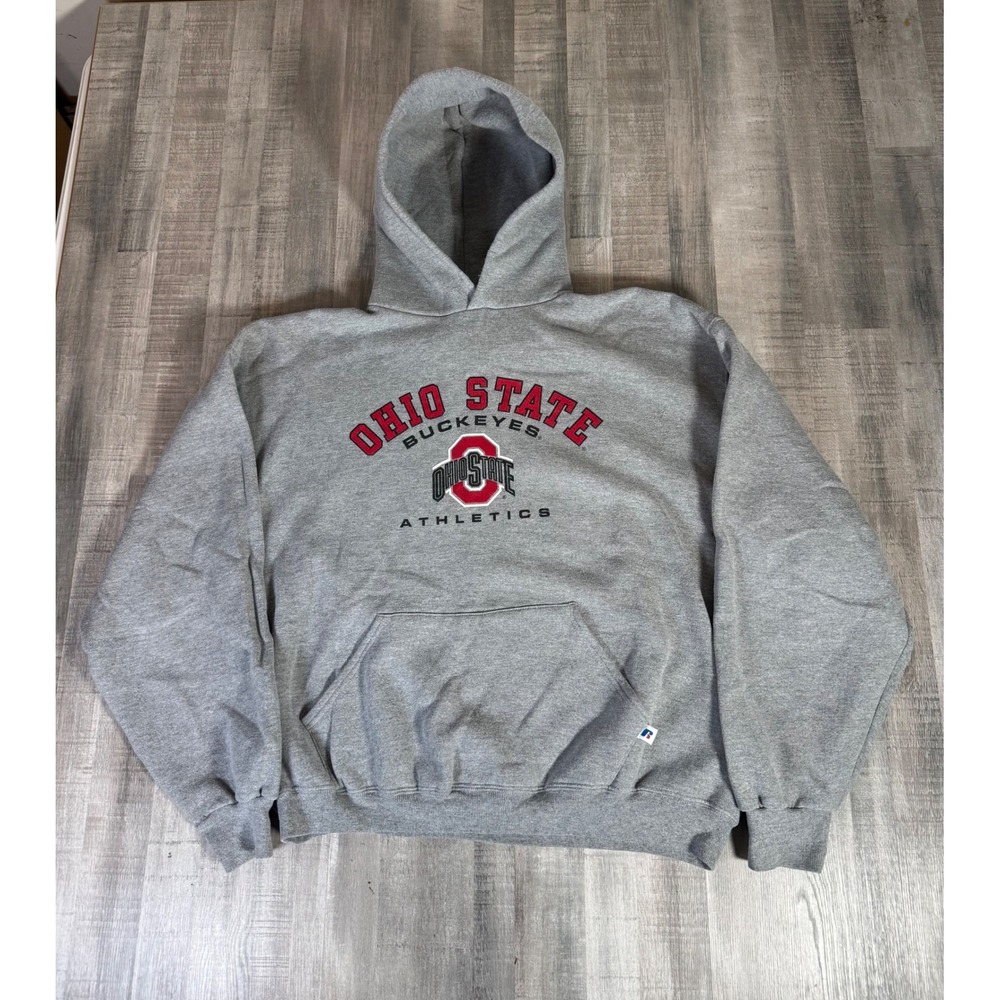 Russell Athletic Ohio State Buckeyes Athletics Hoodie Gray Mens XL Sweatshirt - Picture 10 of 10